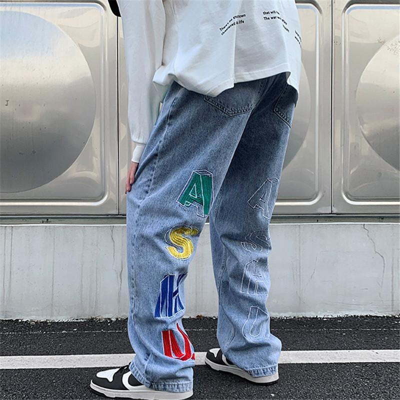 デニムパンツ ワイドパンツ メンズ 刺繍 ブリーチ ジーパン ジーンズ ストレート 英文字 ゆったり プレゼント ロングパンツ 長ズボン Ｂ系 ストリート |  | 14