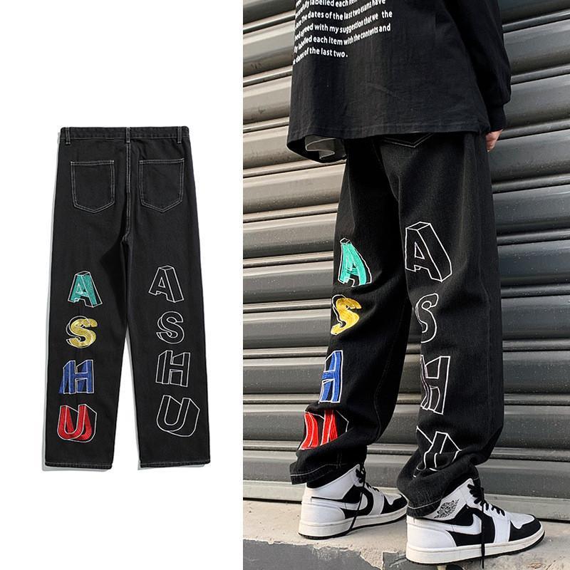 デニムパンツ ワイドパンツ メンズ 刺繍 ブリーチ ジーパン ジーンズ ストレート 英文字 ゆったり プレゼント ロングパンツ 長ズボン Ｂ系 ストリート |  | 17