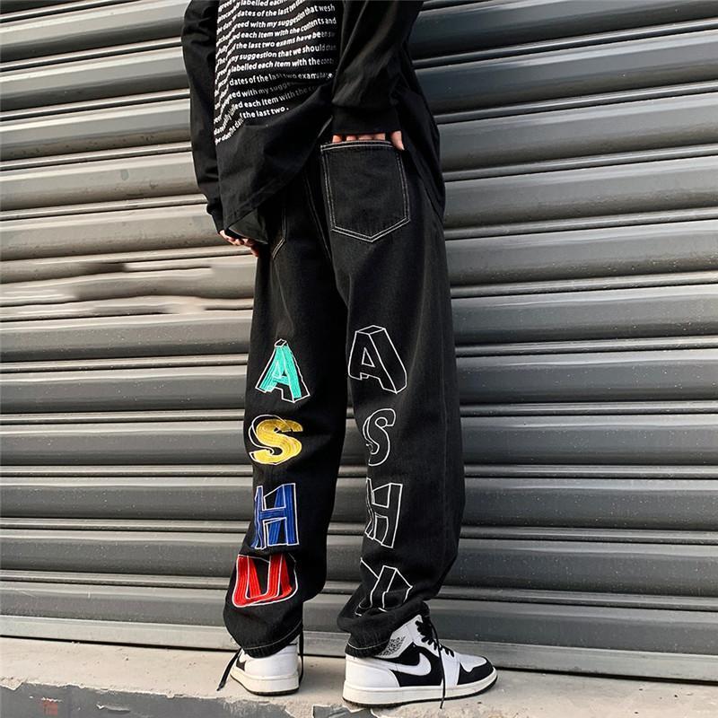 デニムパンツ ワイドパンツ メンズ 刺繍 ブリーチ ジーパン ジーンズ ストレート 英文字 ゆったり プレゼント ロングパンツ 長ズボン Ｂ系 ストリート |  | 02