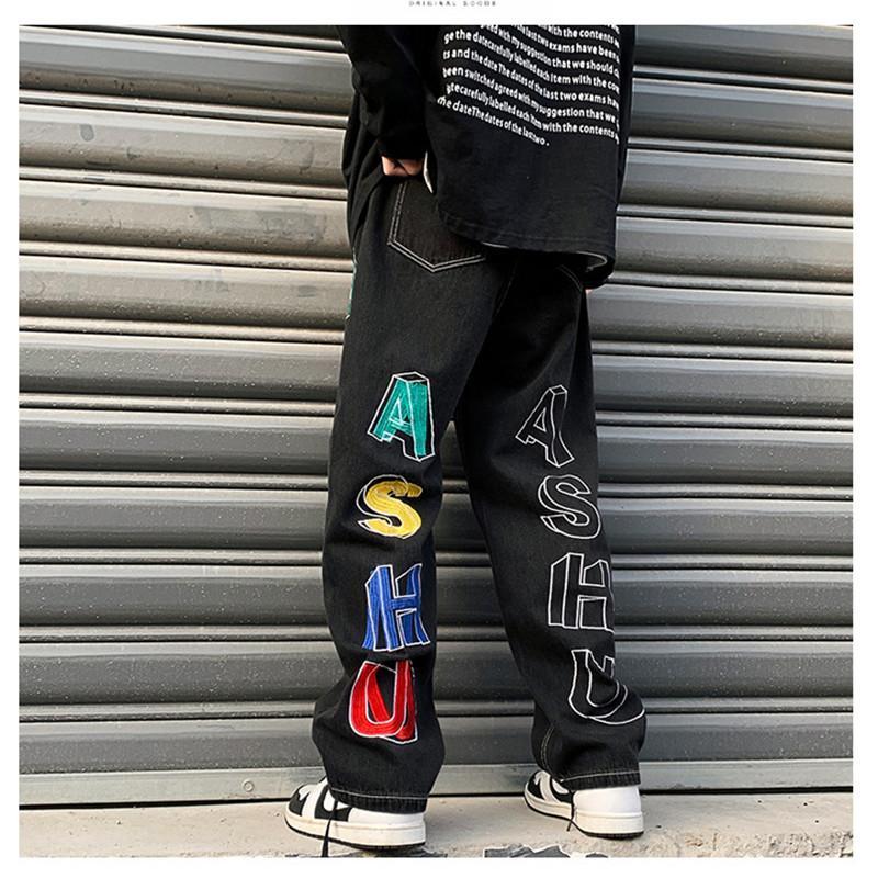 デニムパンツ ワイドパンツ メンズ 刺繍 ブリーチ ジーパン ジーンズ ストレート 英文字 ゆったり プレゼント ロングパンツ 長ズボン Ｂ系 ストリート |  | 08