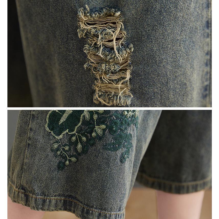 デニムパンツ ワイドパンツ レディース ストレッチ ダメージ加工 ジーンズ 刺繍 伸縮 ストリート 20代 ゆったり アメカジ おしゃれ 長ズボン |  | 09