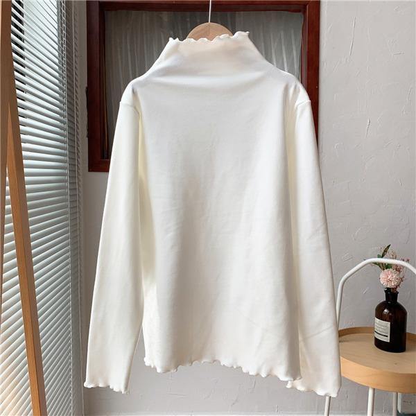 カットソー レディース トップス インナー 肌着 ハイネック 長袖Tシャツ 裏起毛 タートルネック スリム 可愛い カジュアル 無地 |  | 02