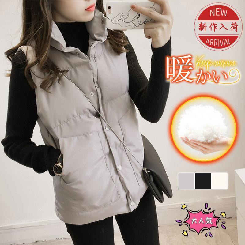 ダウンベスト レディース ショート丈 羽毛 チョッキ 前開き 羽織り アウター ゆったり 暖かい 防寒着 可愛い カジュアル 冬 | 