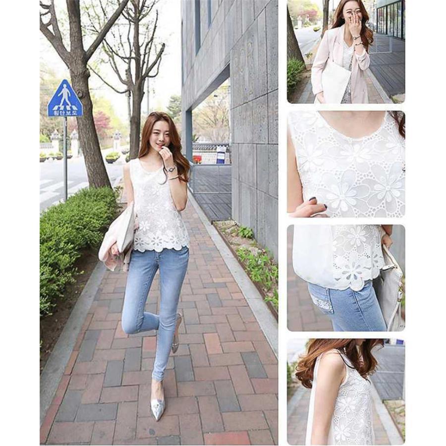 タンクトップ レディース レース レイヤード きれいめ 花柄 トップス 袖なし ロング丈 ノースリーブ かわいい 重ね着 薄手 ゆったり 白 |  | 06