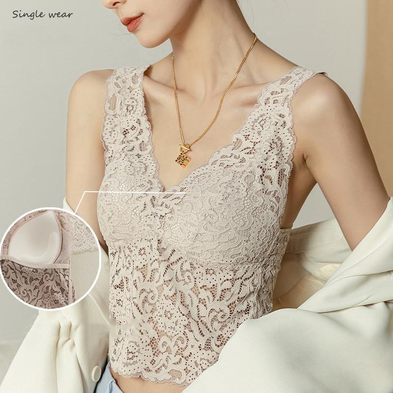 タンクトップ レディース レース インナー 花柄 パッド付き 下着 Vネック トップス ノースリーブ シンプル かわいい 重ね着 薄手 おしゃれ |  | 16