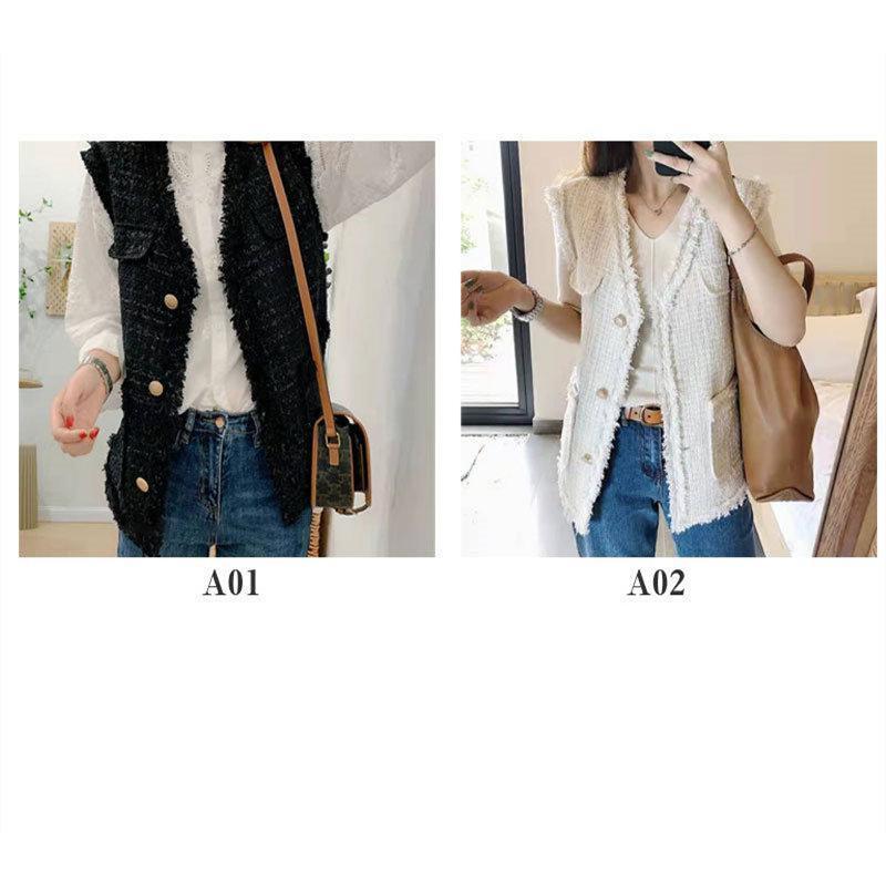 ベスト ジレ レディース テーラード ツイード 前開き チョッキ Vネック アウター ジャケット ホワイト おしゃれ 体型カバー カジュアル |  | 01