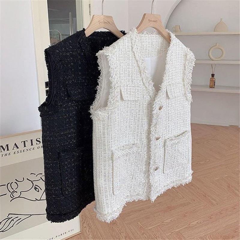 ベスト ジレ レディース テーラード ツイード 前開き チョッキ Vネック アウター ジャケット ホワイト おしゃれ 体型カバー カジュアル |  | 05