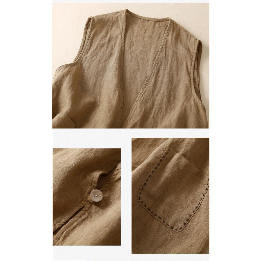 ベスト ジレ レディース テーラード リネン風 前開き チョッキ アウター 無地 シンプル ゆったり おしゃれ 体型カバー 薄手 カジュアル |  | 11
