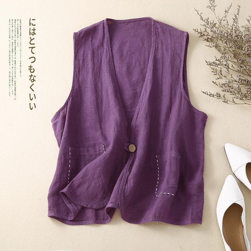 ベスト ジレ レディース テーラード リネン風 前開き チョッキ アウター 無地 シンプル ゆったり おしゃれ 体型カバー 薄手 カジュアル |  | 06