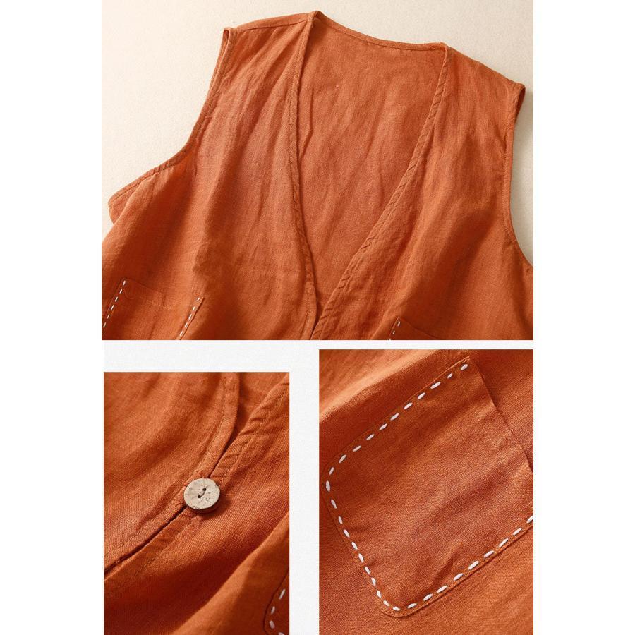 ベスト ジレ レディース テーラード リネン風 前開き チョッキ アウター 無地 シンプル ゆったり おしゃれ 体型カバー 薄手 カジュアル |  | 09