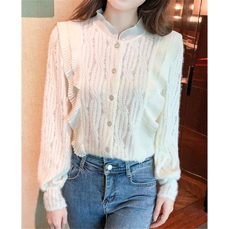 シャツ レディース 裏ボア ブラウス 裏起毛 レース トップス 羽織り 前開き 裏ボア 暖かい 防寒 もこもこ カジュアル 可愛い アウター 秋冬 |  | 04