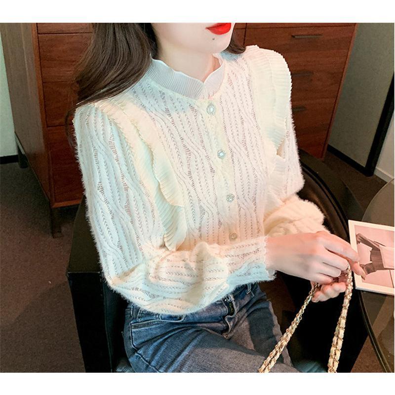 シャツ レディース 裏ボア ブラウス 裏起毛 レース トップス 羽織り 前開き 裏ボア 暖かい 防寒 もこもこ カジュアル 可愛い アウター 秋冬 |  | 05