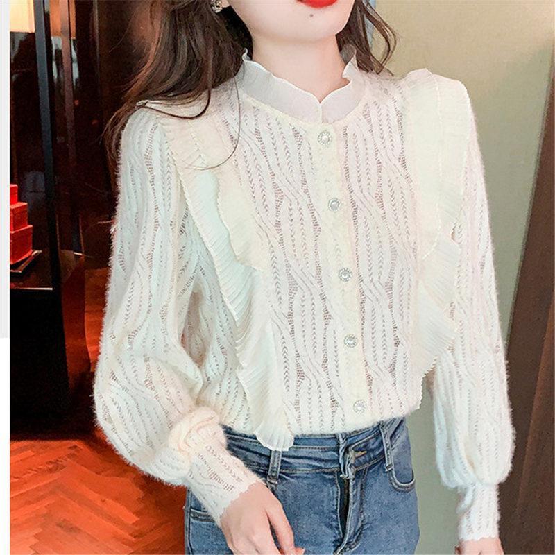 シャツ レディース 裏ボア ブラウス 裏起毛 レース トップス 羽織り 前開き 裏ボア 暖かい 防寒 もこもこ カジュアル 可愛い アウター 秋冬 |  | 06