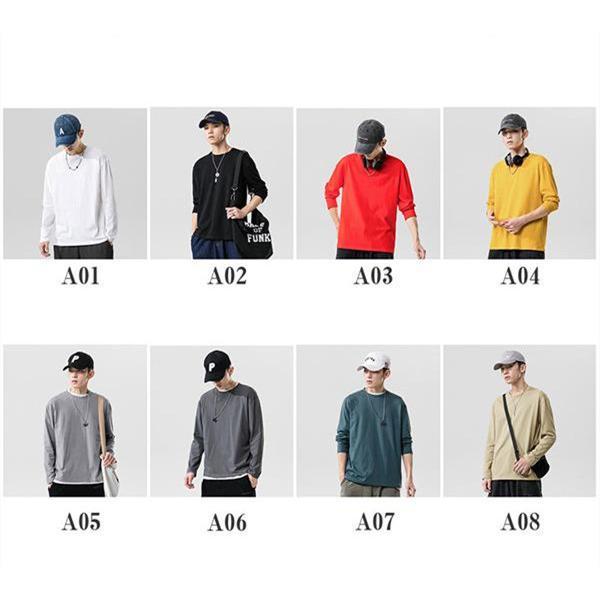 長袖Ｔシャツ メンズ レディース クルーネック tシャツ インナー ロングtシャツ トップス カットソー おしゃれ 速乾 無地 シンプル 10色 |  | 01