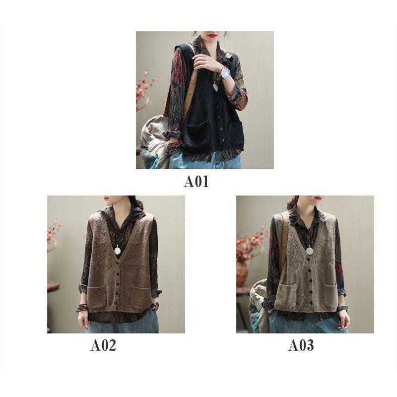 ニットベスト レディース 前開き トップス ポケット付き チョッキ カーディガン ゆったり レイヤード セーター カジュアル 可愛い |  | 01