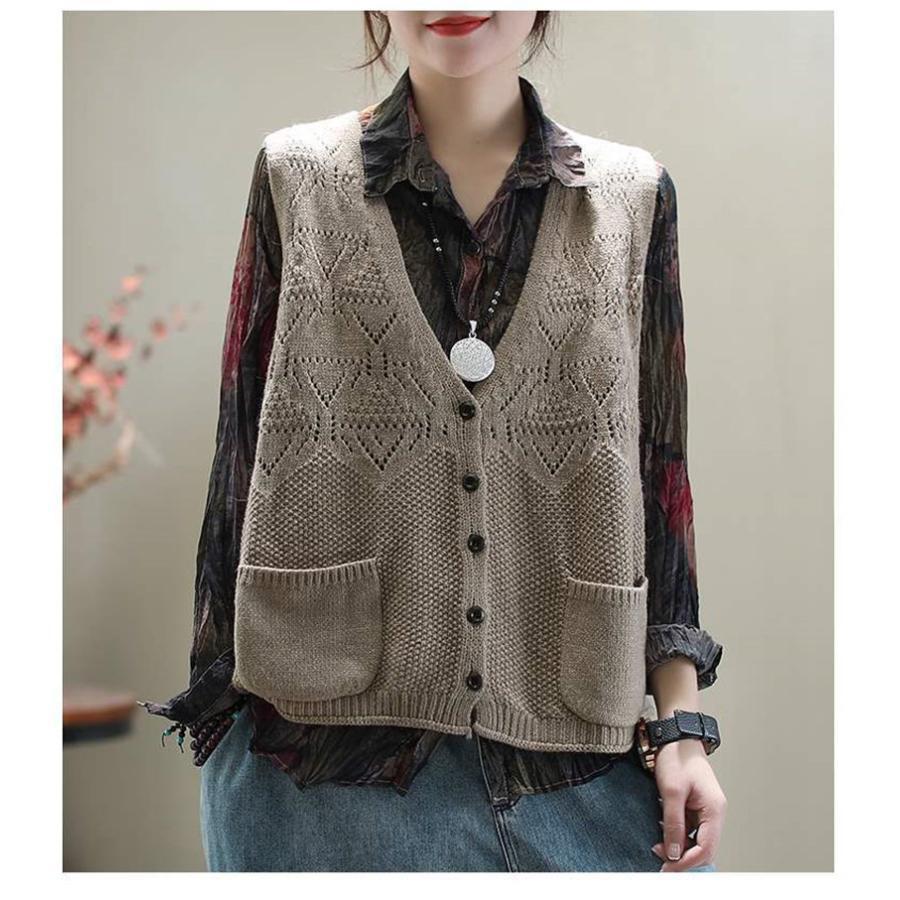 ニットベスト レディース 前開き トップス ポケット付き チョッキ カーディガン ゆったり レイヤード セーター カジュアル 可愛い |  | 07