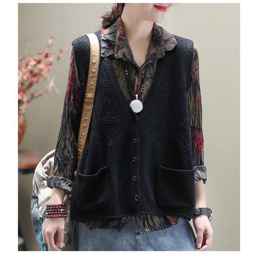 ニットベスト レディース 前開き トップス ポケット付き チョッキ カーディガン ゆったり レイヤード セーター カジュアル 可愛い |  | 08