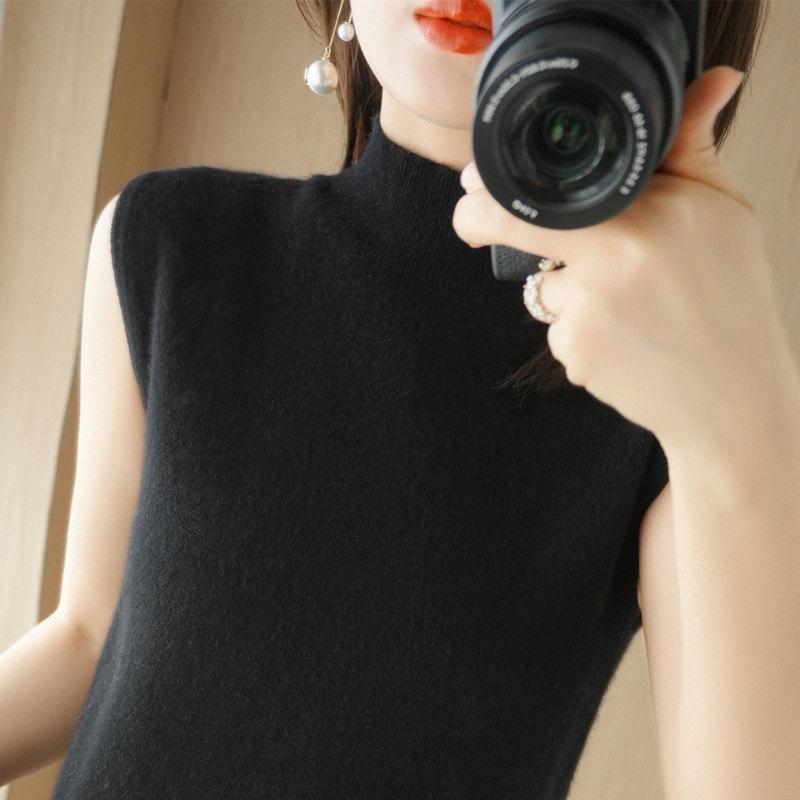 ニットベスト レディース ジレー ミディアムネック トップス チョッキ プルオーバー ゆったり レイヤード セーター カジュアル 可愛い オフィス |  | 04