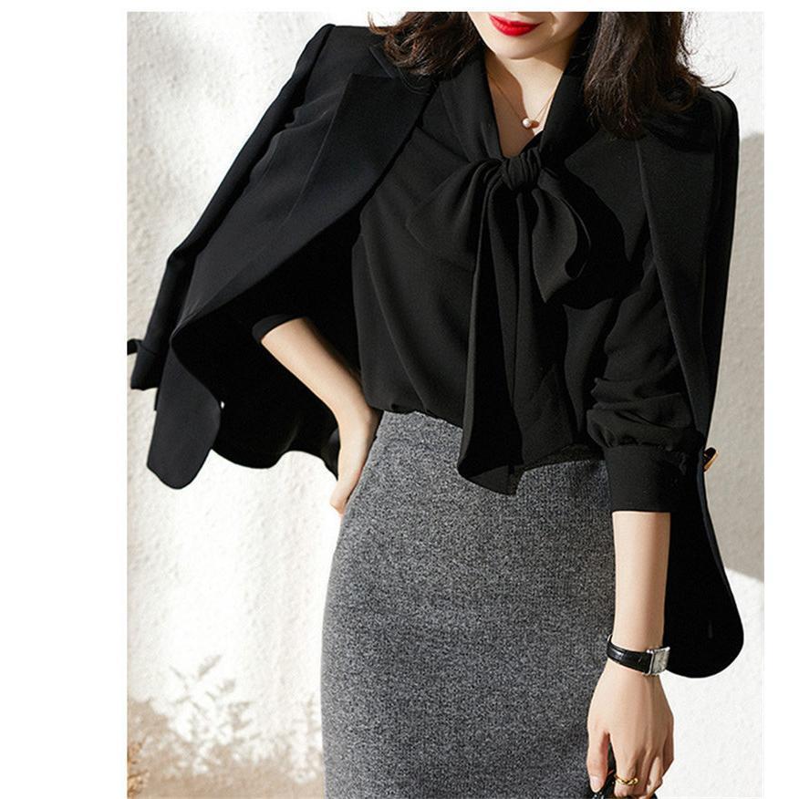 ブラウス レディース 白 黒 ボウタイシャツ シャツ トップス 無地 長袖 リボン シフォン ホワイト ブラック オフィス カジュアル 送料無料 |  | 10