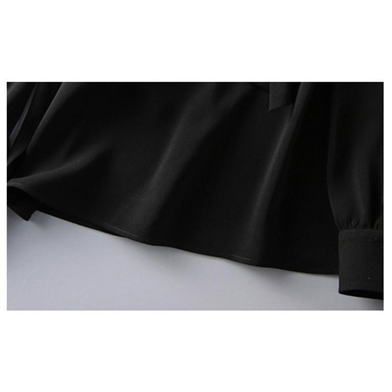 ブラウス レディース 白 黒 ボウタイシャツ シャツ トップス 無地 長袖 リボン シフォン ホワイト ブラック オフィス カジュアル 送料無料 |  | 14