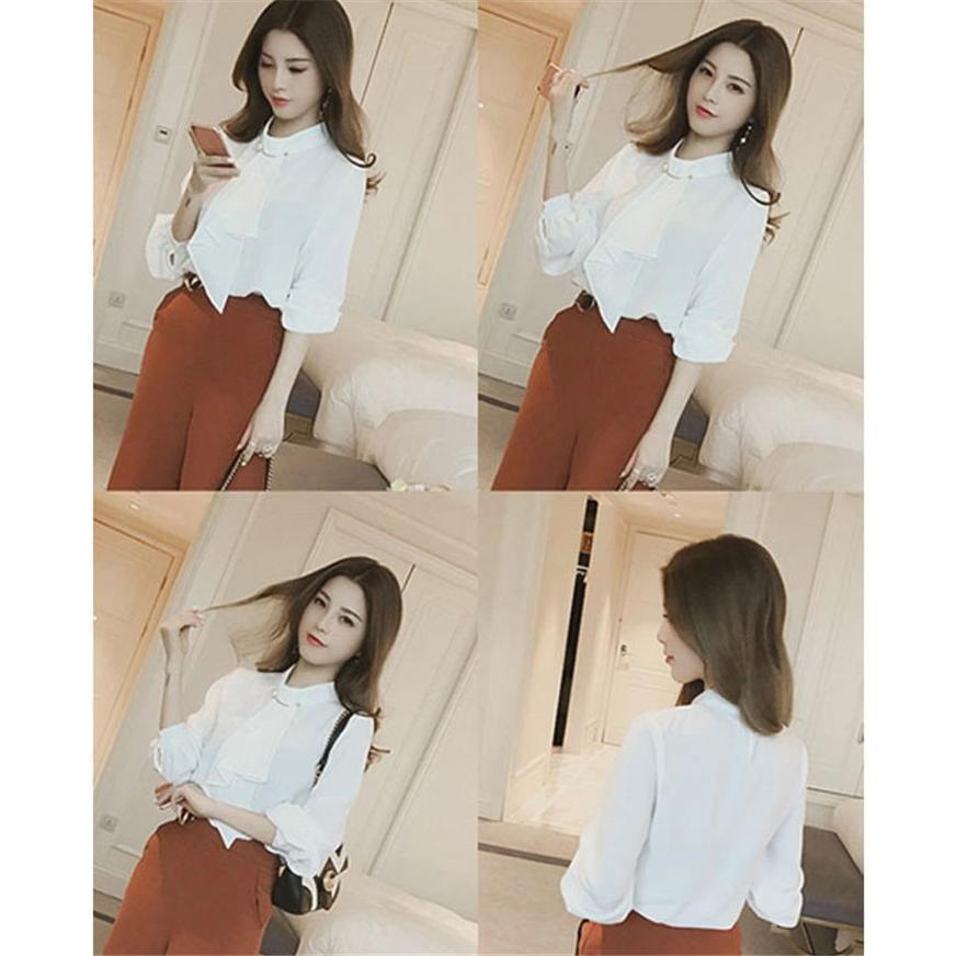 ブラウス レディース ボウタイシャツ シャツ トップス 春 長袖 リボン シフォン パール オフィス セレモニー カジュアル 送料無料 入学 |  | 03