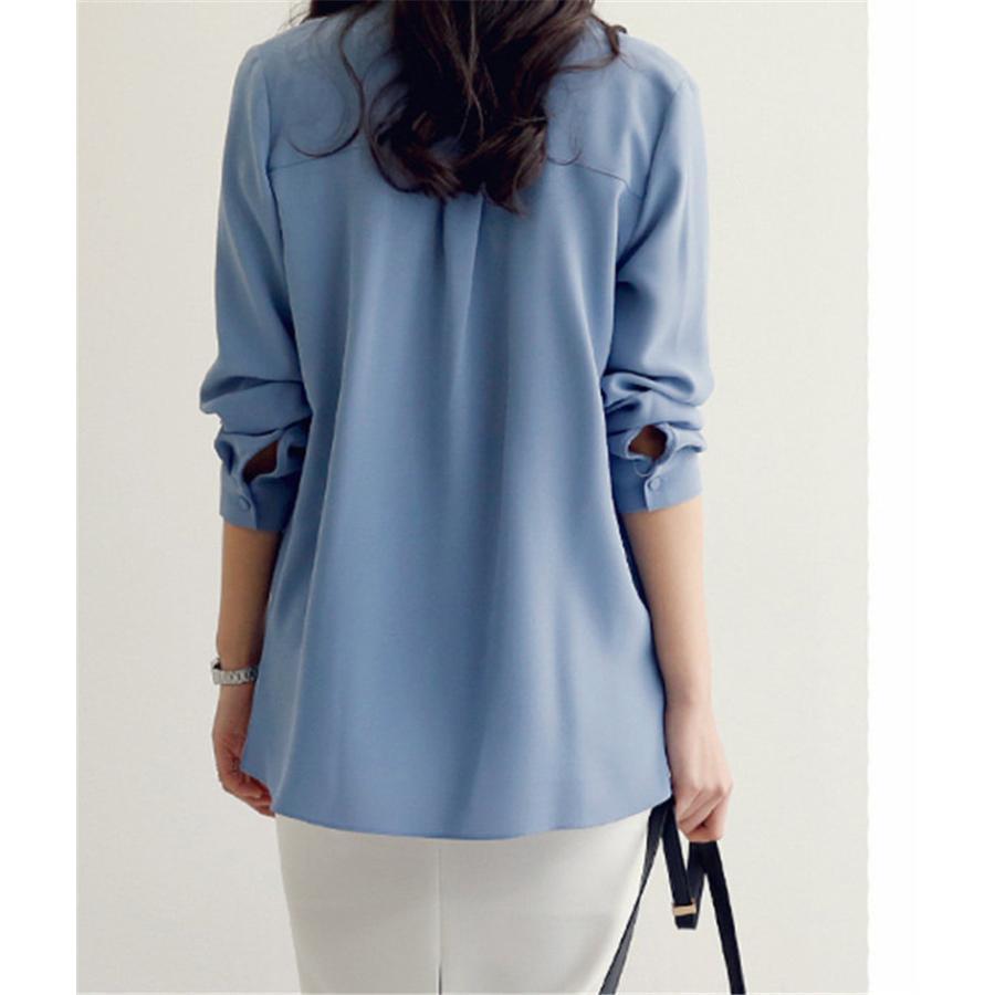 ブラウス レディース ボウタイシャツ シャツ トップス 春 長袖 Vネック シフォン ビジネス オフィス セレモニー カジュアル 送料無料 通勤 |  | 12