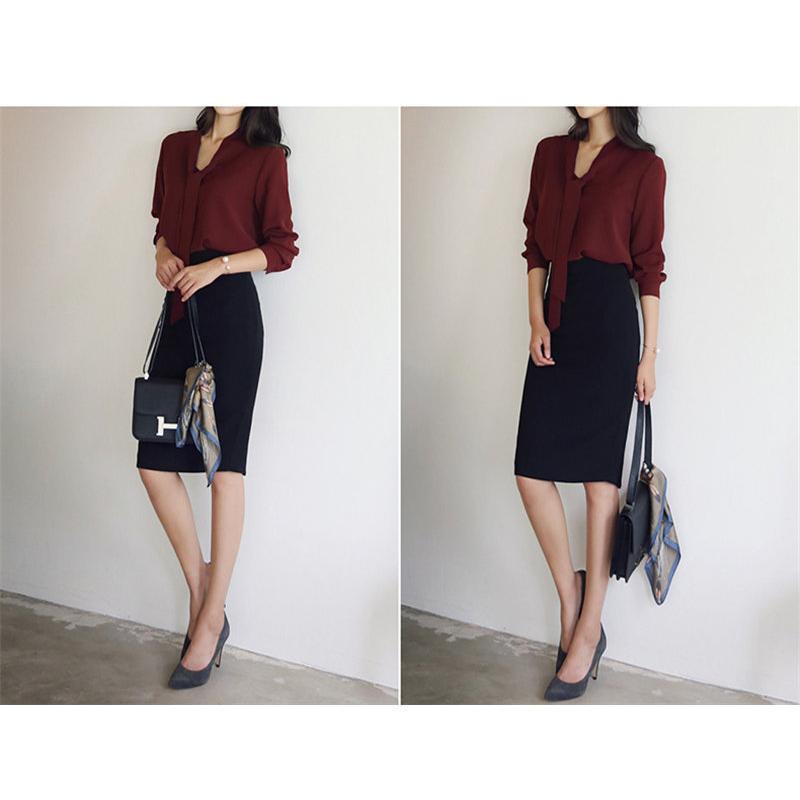 ブラウス レディース ボウタイシャツ シャツ トップス 春 長袖 Vネック シフォン ビジネス オフィス セレモニー カジュアル 送料無料 通勤 |  | 08