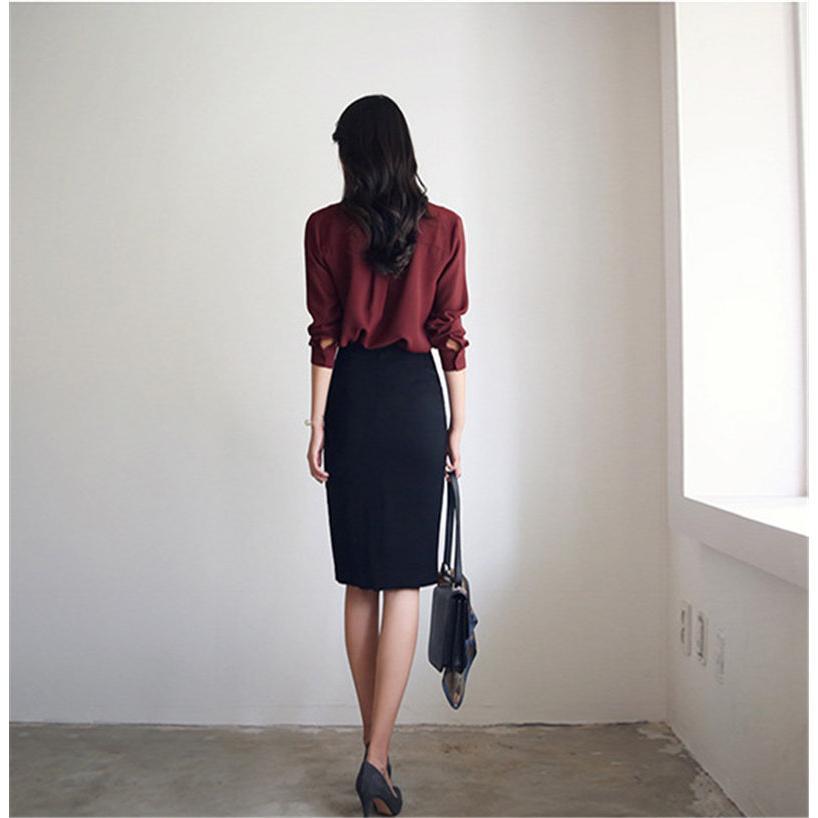 ブラウス レディース ボウタイシャツ シャツ トップス 春 長袖 Vネック シフォン ビジネス オフィス セレモニー カジュアル 送料無料 通勤 |  | 09