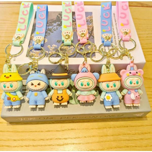 6色 2025新品 labubuラブブ キーホルダー ラバーキー キーリング キー