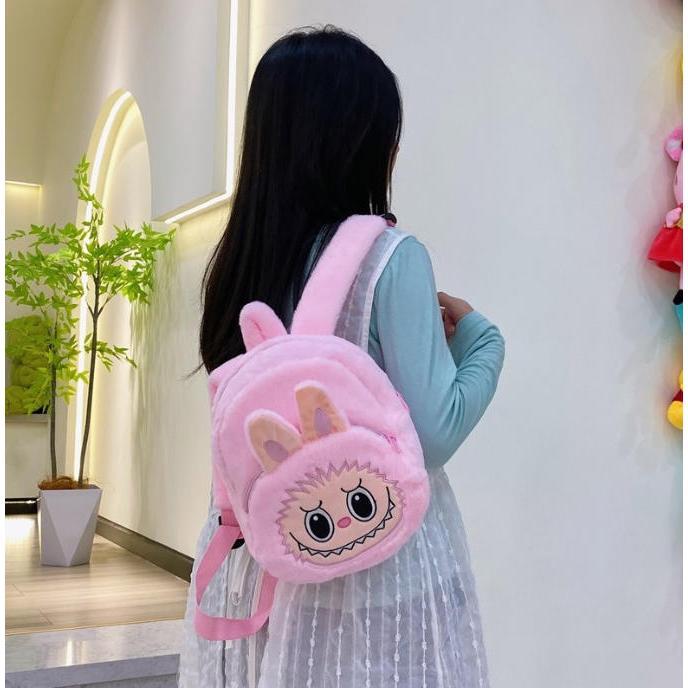 Labubu ラブブ ぬいぐるみ ふわふわ可愛い リュック キャラポーチ 立体