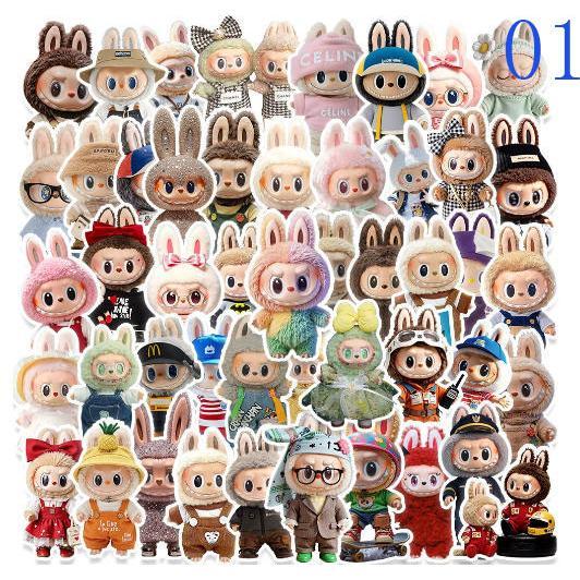 8デザイン ラブブ ステッカー 2PCS 100枚入 防水シールlabubu Q版 アニメ キャラクター 周辺 萌えグッズ 手帳 シール 装飾品 かわいい 漫画 DIYステッカー 人気 |  | 01