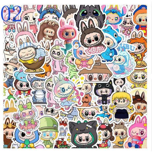 8デザイン ラブブ ステッカー 2PCS 100枚入 防水シールlabubu Q版 アニメ キャラクター 周辺 萌えグッズ 手帳 シール 装飾品 かわいい 漫画 DIYステッカー 人気 |  | 02