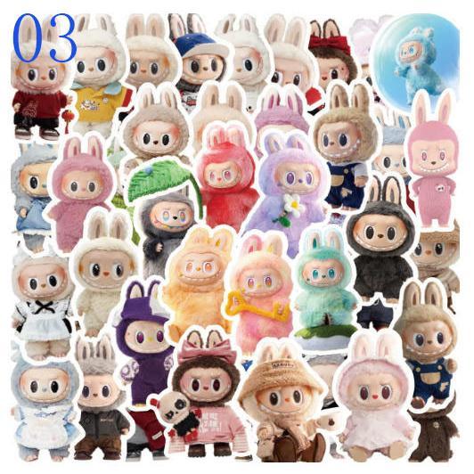 8デザイン ラブブ ステッカー 2PCS 100枚入 防水シールlabubu Q版 アニメ キャラクター 周辺 萌えグッズ 手帳 シール 装飾品 かわいい 漫画 DIYステッカー 人気 |  | 03