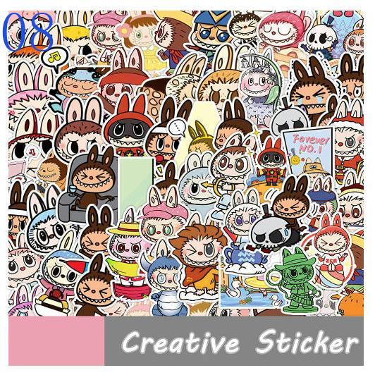 8デザイン ラブブ ステッカー 2PCS 100枚入 防水シールlabubu Q版 アニメ キャラクター 周辺 萌えグッズ 手帳 シール 装飾品 かわいい 漫画 DIYステッカー 人気 |  | 08