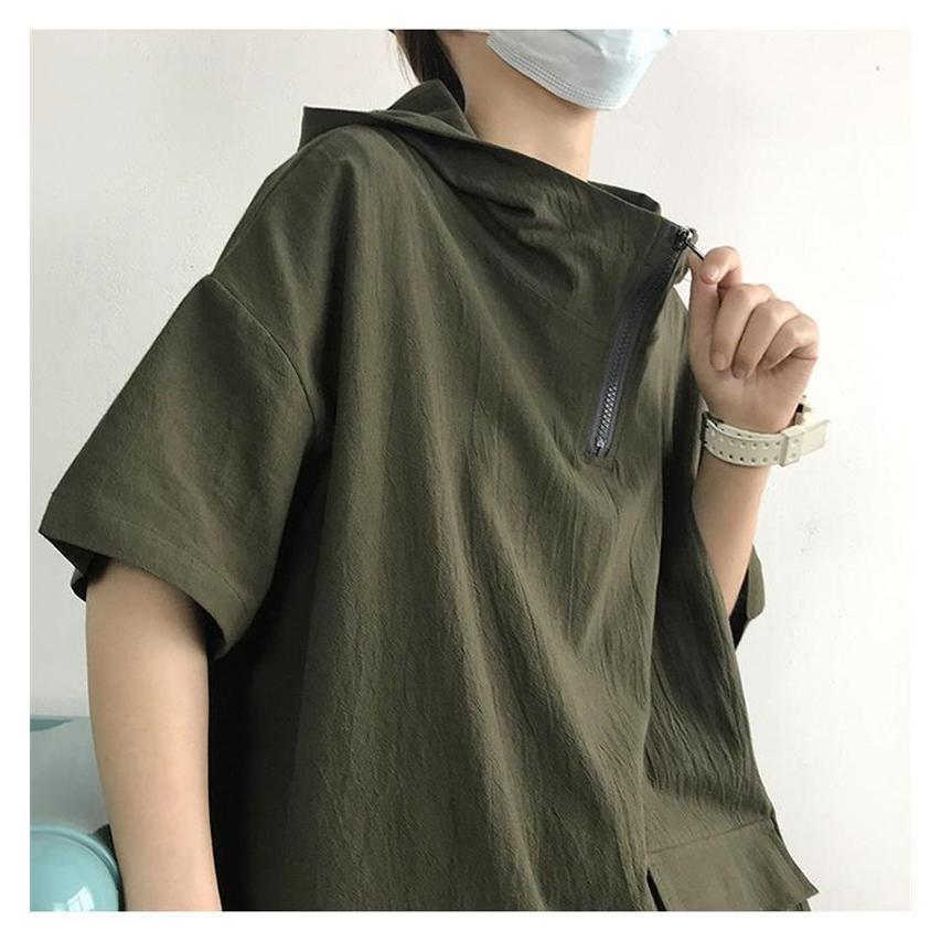 送料無料 夏 半袖 パーカー メンズ フード付き カットソー Ｔシャツ シンプル ポケット おしゃれ 薄地 ゆったり トップス 無地 カジュアル 学生 |  | 12