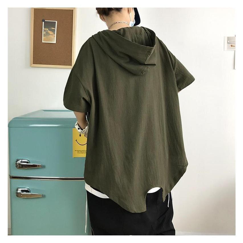 送料無料 夏 半袖 パーカー メンズ フード付き カットソー Ｔシャツ シンプル ポケット おしゃれ 薄地 ゆったり トップス 無地 カジュアル 学生 |  | 14