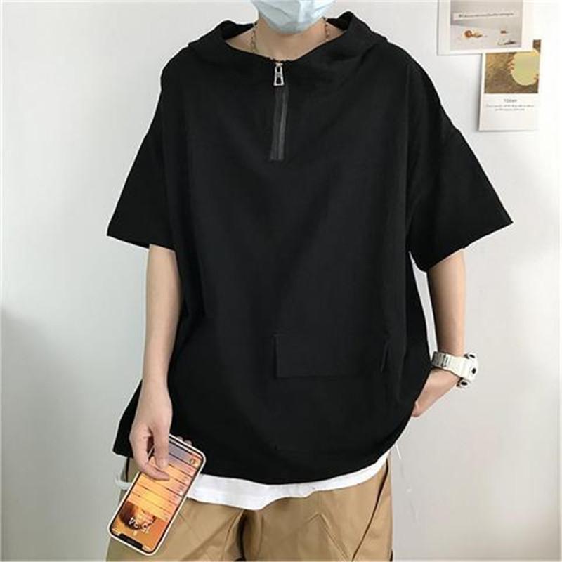 送料無料 夏 半袖 パーカー メンズ フード付き カットソー Ｔシャツ シンプル ポケット おしゃれ 薄地 ゆったり トップス 無地 カジュアル 学生 |  | 04