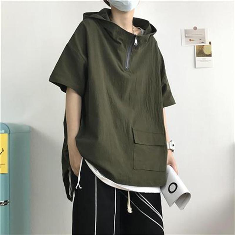 送料無料 夏 半袖 パーカー メンズ フード付き カットソー Ｔシャツ シンプル ポケット おしゃれ 薄地 ゆったり トップス 無地 カジュアル 学生 |  | 05