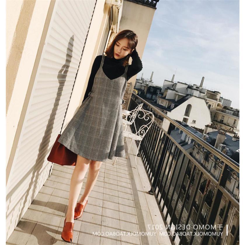 ジャンパースカート ハイウエスト チェック柄 ワンピース Aライン 春秋 冬 カジュアル シンプル 膝丈 ミディアム丈 コーデ おしゃれ 膝上 |  | 06