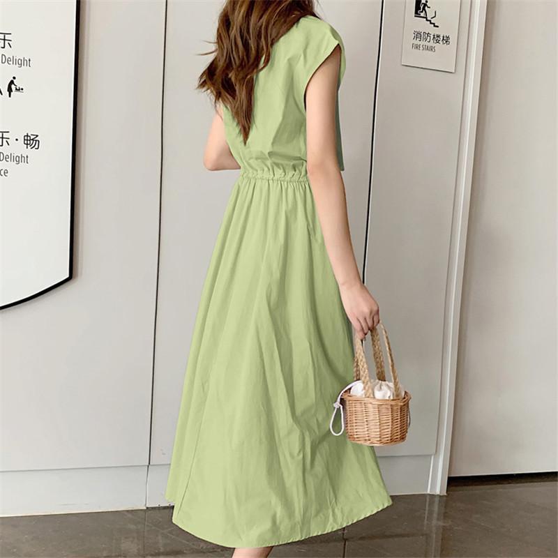 夏ワンピース 半袖 涼感 フレアワンピース 可愛い ロングワンピース ミモレ丈 大人 30代40代 オフィス お出かけ 無地 フェミニン スリム リネン 裏地付き |  | 14
