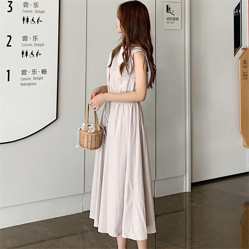 夏ワンピース 半袖 涼感 フレアワンピース 可愛い ロングワンピース ミモレ丈 大人 30代40代 オフィス お出かけ 無地 フェミニン スリム リネン 裏地付き |  | 16