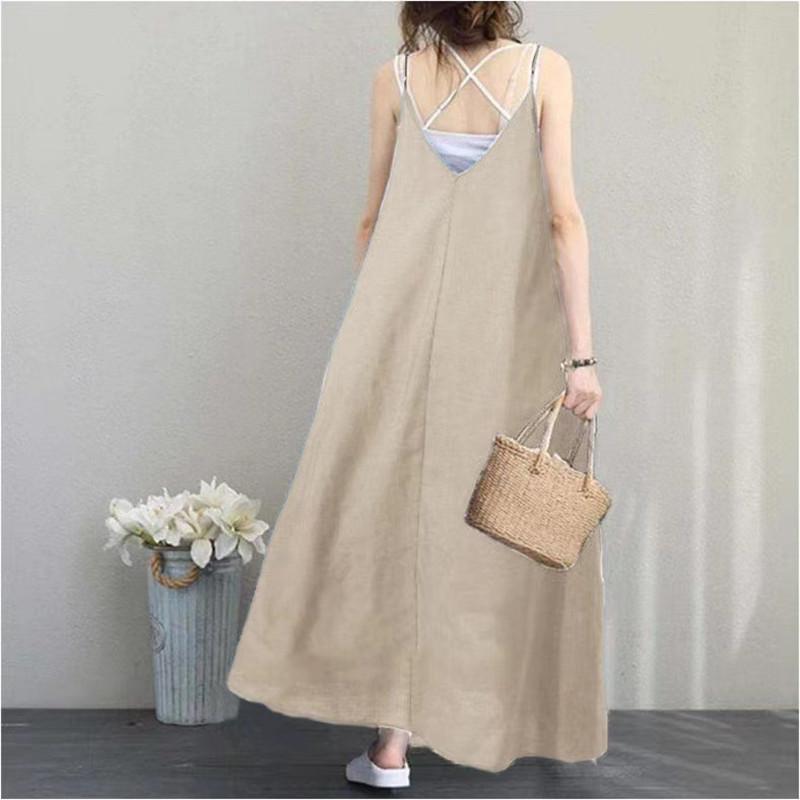 ワンピース レディース 夏 春 キャミワンピ ロングワンピース ジャンパースカート 落ち感 涼感 Aラインワンピース ゆったり サロペットワンピース 30代 無地 |  | 08