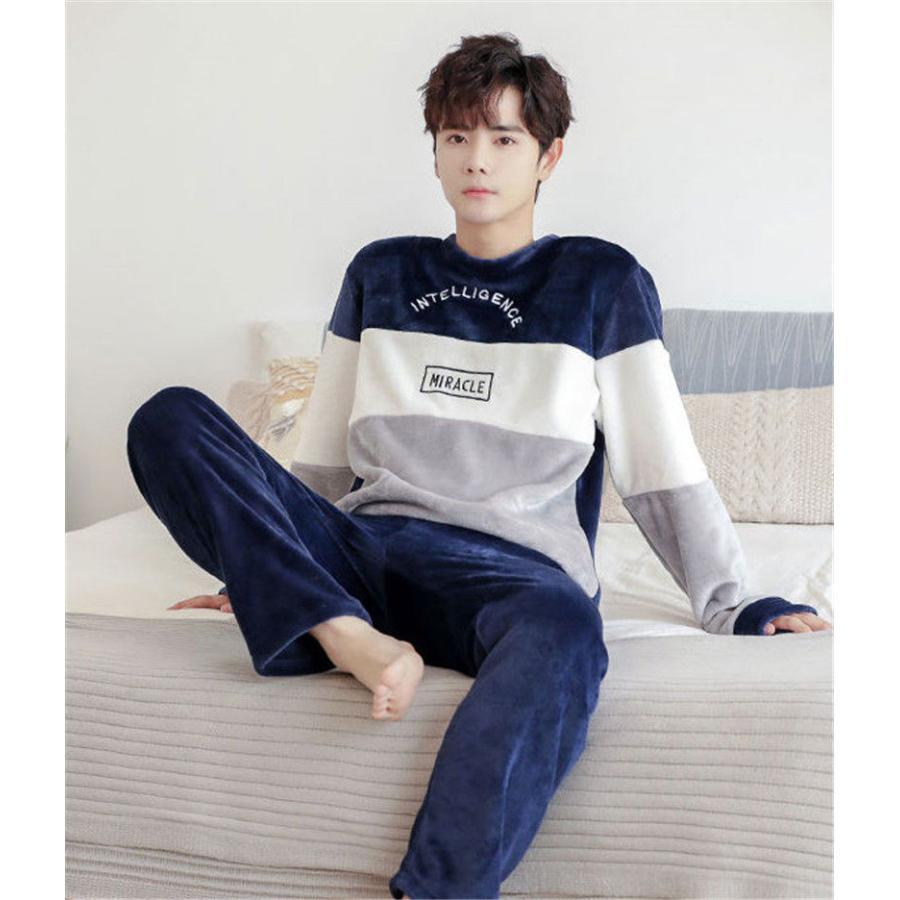 パジャマ メンズ セットアップ 冬 暖かい ルームウェア もこもこ パーカー tシャツ 上下セット パンツ 寝巻き 春 秋 |  | 08