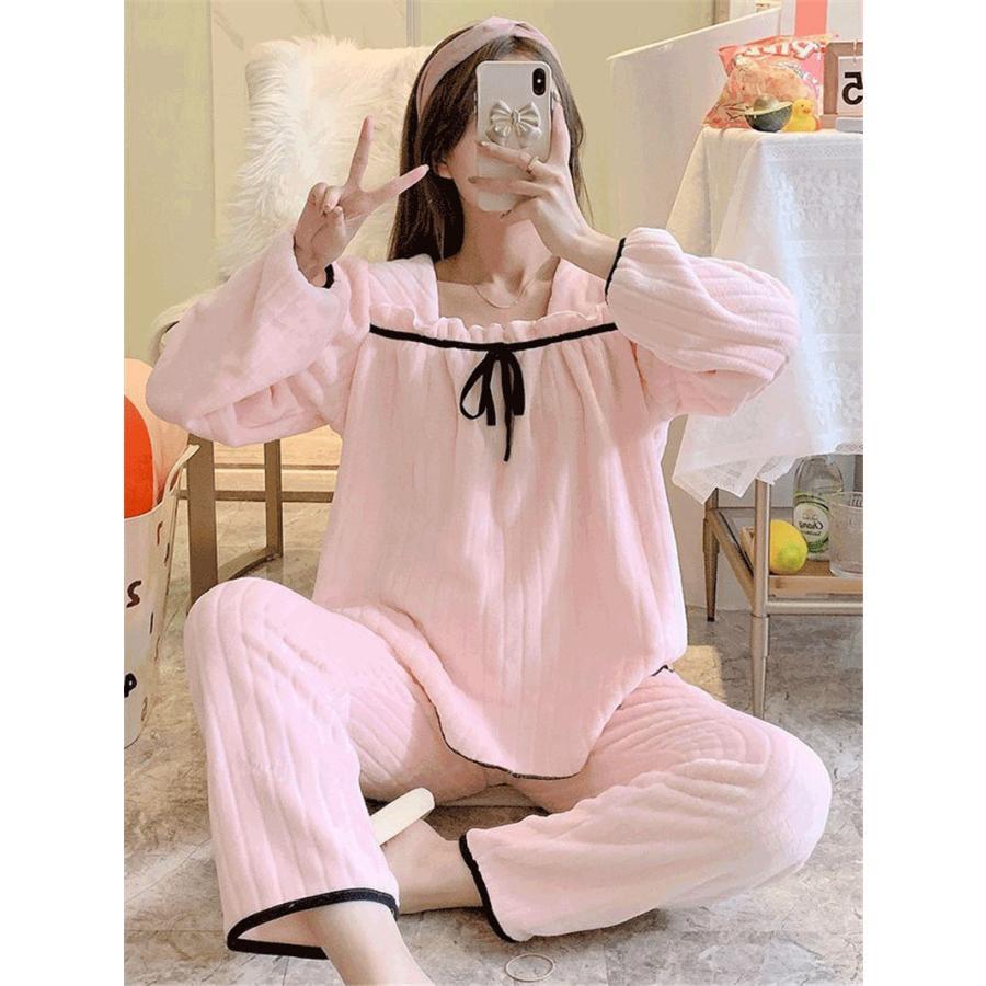 パジャマ レディース 上下セット モコモコ 秋冬 長袖 ルームウェア 可愛い ロングパンツ セットアップ 暖かい 防寒 寝巻き 部屋着 |  | 12