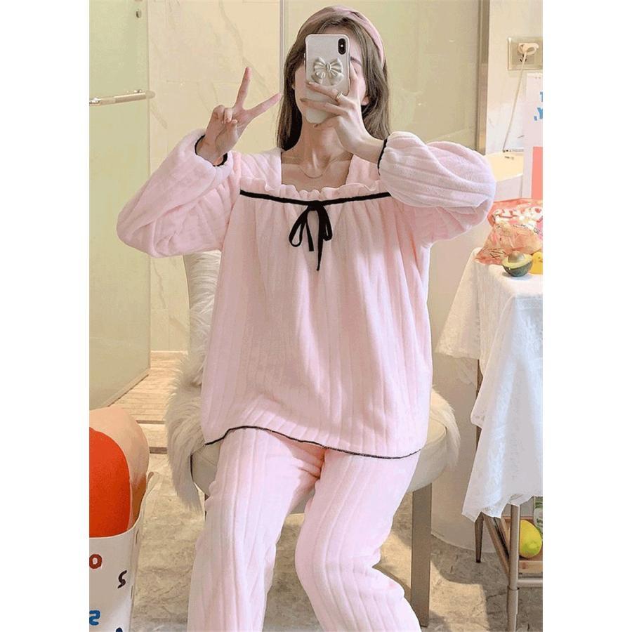 パジャマ レディース 上下セット モコモコ 秋冬 長袖 ルームウェア 可愛い ロングパンツ セットアップ 暖かい 防寒 寝巻き 部屋着 |  | 13