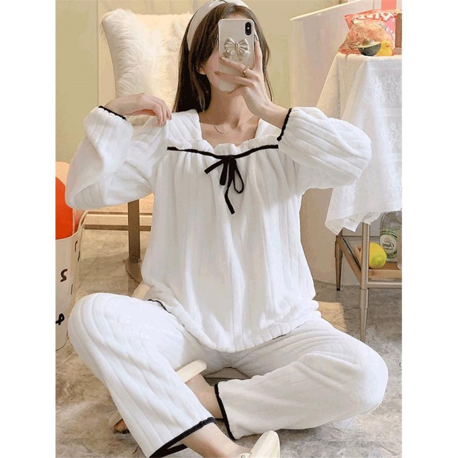 パジャマ レディース 上下セット モコモコ 秋冬 長袖 ルームウェア 可愛い ロングパンツ セットアップ 暖かい 防寒 寝巻き 部屋着 |  | 05