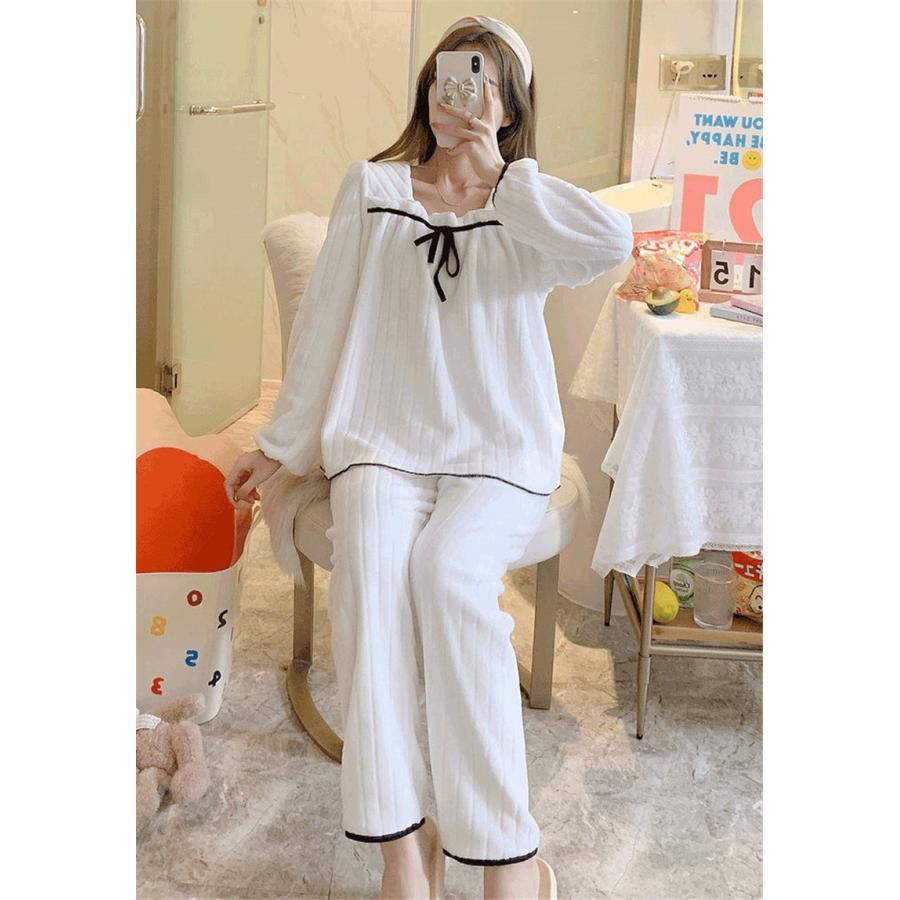 パジャマ レディース 上下セット モコモコ 秋冬 長袖 ルームウェア 可愛い ロングパンツ セットアップ 暖かい 防寒 寝巻き 部屋着 |  | 08