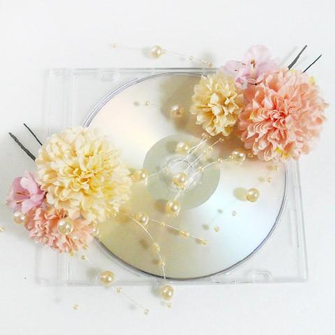 花 髪飾り マム大小桜パール付  かんざし  結婚式 成人式 卒業式  浴衣　和装 |  | 01