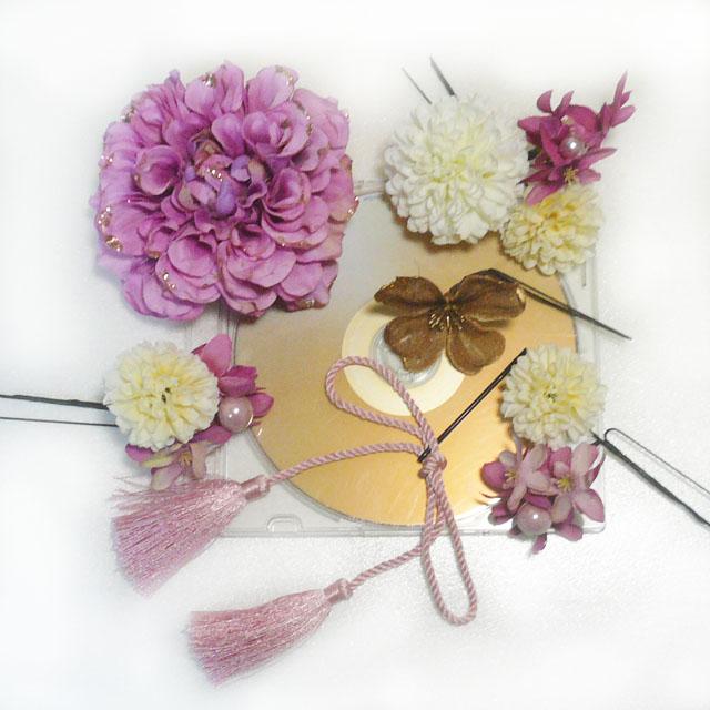 髪飾り 成人式 卒業式 結婚式 花 ラメダリアroと紫陽花房付 振袖 袴 浴衣 和装 着物 かんざし |  | 01