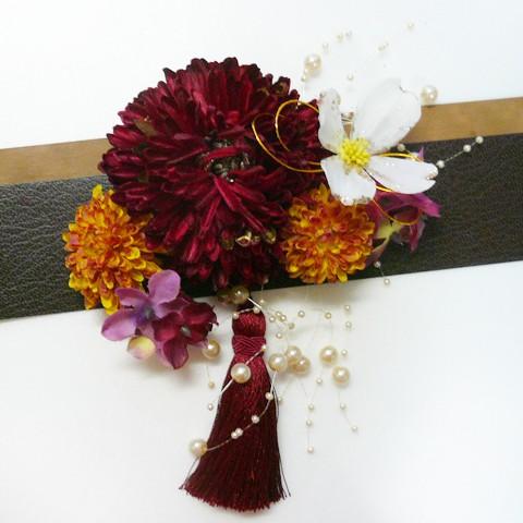 髪飾り 成人式 卒業式 結婚式 花 菊と花水木 赤白黄ワイン 振袖 袴 浴衣 和装 着物 かんざし |  | 03